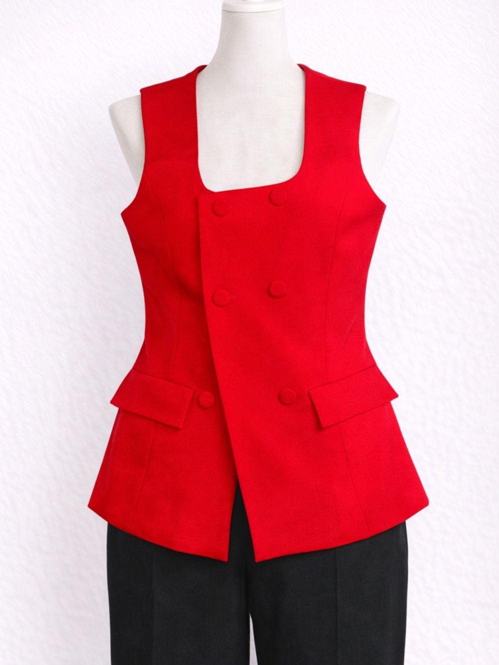 ZARA Red Structured Vest Top Sleeveless Blazer Style Size S
